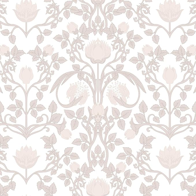 17.3" × 393.7" Pink Peel and Stick Wallpaper, Floral Wallpaper for Bedroom Bathroom Self Adhesive Removable