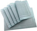 Gugrida Placemats Set of 6 Plaid Checkered Blue PVC Placemat for Dining Table Durable Woven Vinyl Stain tablemats 18"X12"