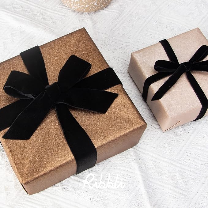 Ribbli Polyester Black Velvet Ribbon,3/8 Inch,10-Yard Spool,Use for Choker,Gift Wrapping,Floral Bouquets, Boutonnieres
