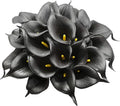 DuHouse 20Pcs Artificial Calla Lily Flower Real Touch Latex Flowers for DIY Wedding Bouquet Party Home Decor (Black)