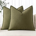 MIULEE Decorative Linen Pillow Covers 16x16 Inch Green Boho Farmhouse Neutral Couch Throw Pillows for Bed Pack of 2 Accent Outdoor Pillowcase Modern Sofa Cushion Livingroom Home Decor