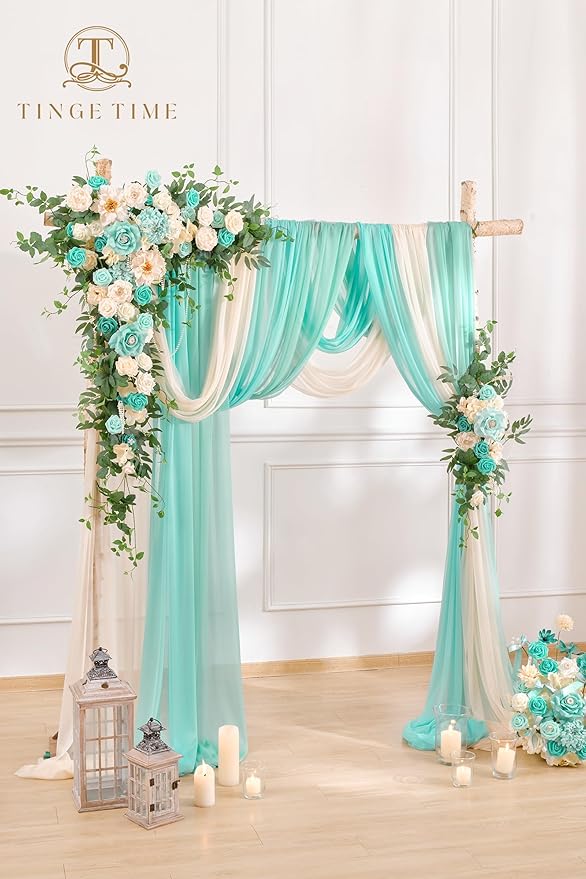 TINGE TIME Artificial Arch Flowers Kit Pack of 5, Wedding Decorations for Reception with Hanging Flowers, Wedding Arch Silk Floral Arrangements Ceremony Backdrop Bridal Shower Outdoor Party Decor