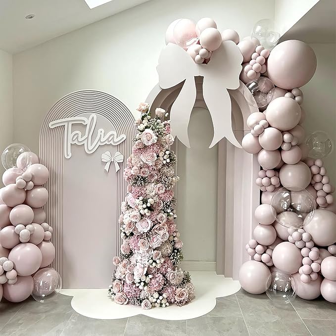 Dusty Pink Balloons Different Sizes, 123 Packs Retro Fog Pink Balloons, Pack of 18 12 10 5 Inch Boho Balloon Garland Arch Kit for Girls Women Birthday Baby Shower Wedding Bridal Valentines Day