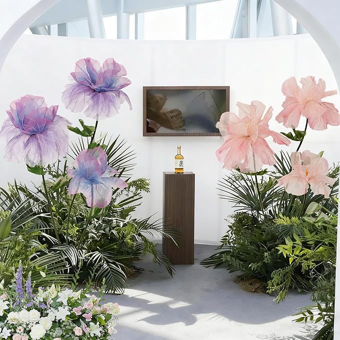 Giant Flowers Backdrop Decor, Jumbo Artificial Silk Flowers for Wedding Ceremony, Christmas Party Banquet, Birthday Home Decor Professional Event Photography Styling