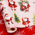 MAYPLUSS Christmas Wrapping Paper Roll - 17 Inch X 33 Feet - Cute Santa Claus Christmas Tree Reversible Strip Gift Wrapping Paper, Thick Wrap Paper for Holiday Party New Year Kids