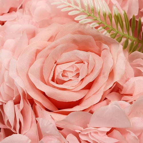 12Pcs Artificial Flower Wall Panel,3D 15" X 15" Silk Rose Mat Artificial Flower Wall,Decorative Backdrop Flower Panels Wall for Wedding Party Stage Baby Shower Decor (Pink,Champagne)