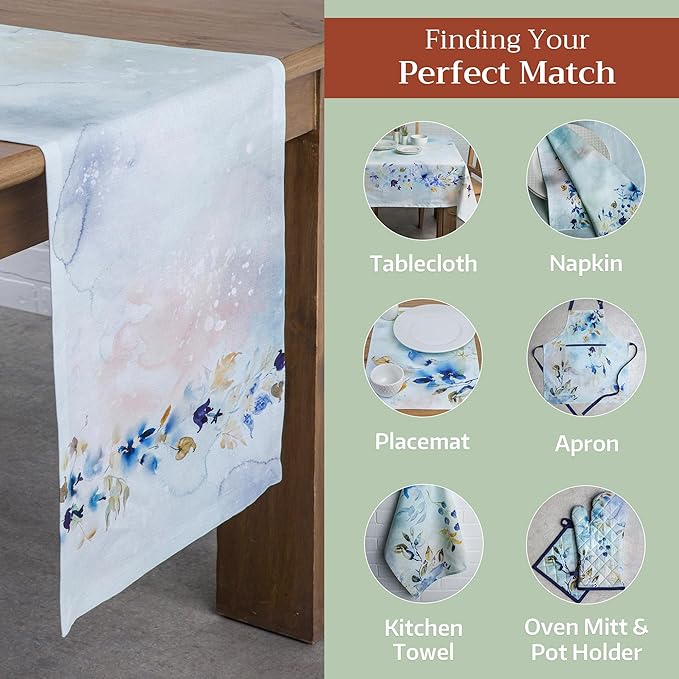 Maison d' Hermine Table Runner 100% Cotton Single Layer Table Runners 72 inches Long Decorative for Home Kitchen Dining Party Wedding Bridal Shower Spring Summer (Lazy Summer Days, 14.50" x 72")