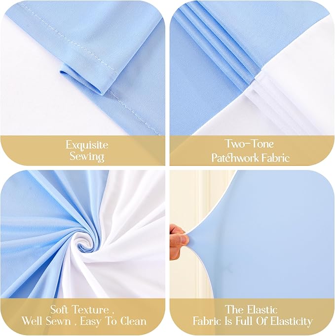 White and Blue Arch Backdrop Cover 8FT 7.2FT 6.6FT Arch Covers Stretchy Backdrop Set of 3, Wedding Arch Cover Spandex Fitted Double-Color Fabric Arch Covers for Party Baby Shower Birthday Decoration