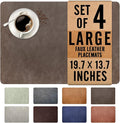 UnivoColors Washed Cowhide Pattern Faux Leather Big Size Placemats Set of 4, Waterproof Easy to Clean Anti-Slip PU Table Mats for Party Decoration19.7″×13.6″,Dark Brown Retro Cowhide Pattern,N