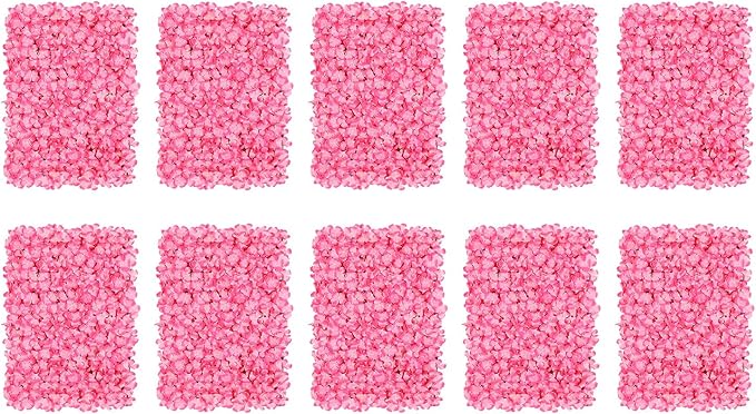 3D Flower Wall Panel, 10pcs Pink Artificial Floral Wall Backdrop, Realistic Silk Flower Backplanes, Roll Up Fake Flower Background for Valentines Wedding Party Photo Arrangement Decor