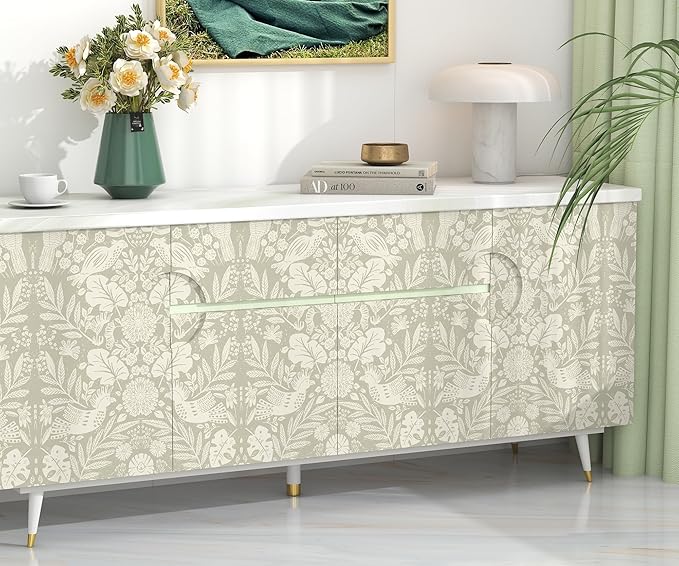 Boho Wallpaper Peel and Stick Wallpaper Vintage Leaf Contact Paper Self Adhesive Wall Paper Removable 17.3" X 78.8" Beige Art Decoration Floral Wallpapers for Bedroom Home Kitchen Cabinets Vinyl