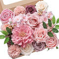 Serwalin Artificial Pink Flowers Fake Flowers Cake Flowers Silk Flowers Wedding Spring Rose for Decoration DIY Craft Combo Centerpieces Bridal Bouquet Home Decor