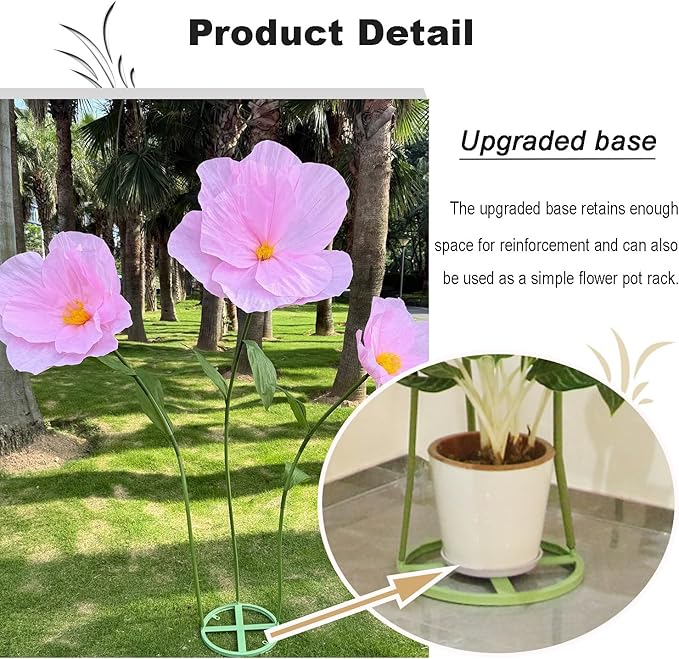 5.9 Ft Large Paper Artificial Flowers,Giant Flowers for Decoration,Standing Huge Handcrafted Poppy Flowers for Garden,Hotel,Office,Photography Props,Wedding,Art Gallery,Shop Window Display(Pink)