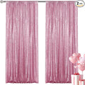 Pink Sequin Backdrop Curtain 2 Pieces 2FTx8FT Glitter Photography Backdrop for Party Wedding Birthday Christmas Decorations