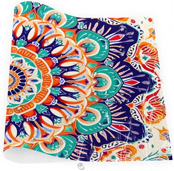 Ethnic Colorful Flower Mandala Placemats Set of 6 PVC Vinyl Non Slip Table Mats Waterproof Heat Resistant Place Mats Washable Wipeable Dining Table Mat for Kitchen Party Farmhouse Indoor Decorative