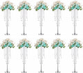 10 Pcs Tall Elegant Wedding Centerpiece Stand, Silver Metal Flower Candle Holder with Chandelier Crystal,for Wedding Party Event Birthday,Valentine's Day Home Décor，29.5in