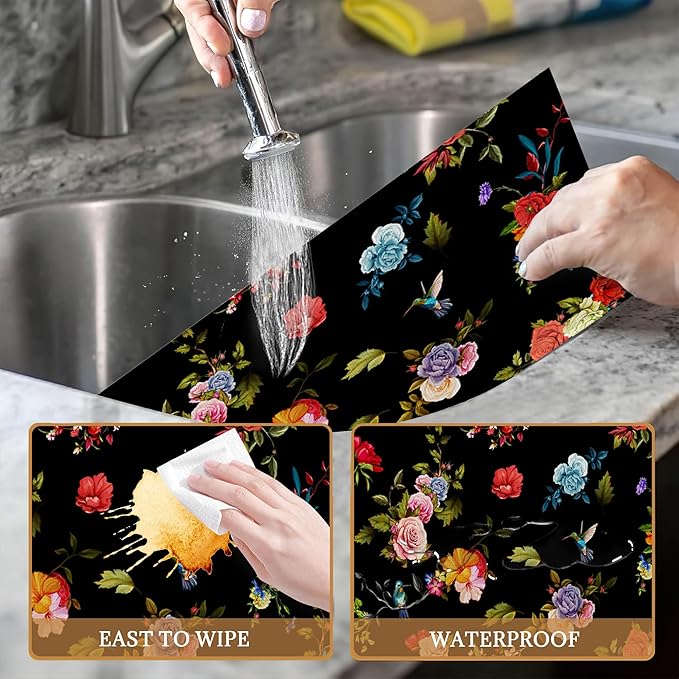 Vintage Rose Peony Flowers Placemats Set of 6 Place Mats for Kitchen Table Washable Farmhouse Linen Table Mats Dining Decoration 12x18 Inch