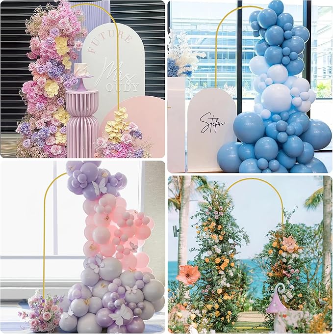 Fomcet 6FTx2.6FT Metal Gold Wedding Arch Backdrop Stand Balloon Arched Frame for Ceremony Birthday Party Graduation Bridal Baby Shower Anniversary Background Decoration