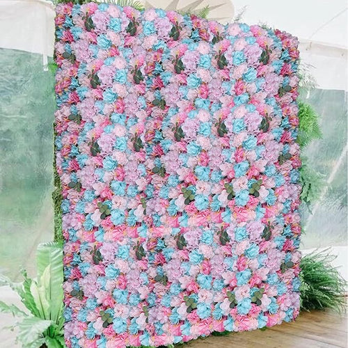 12pcs Simulated Flower Wall Decoration, 23.6x15.74in F-Lower W-All Panel for F-Lower W-All Backdrop, Flower Wall Decorative Background, Fine Grid, Multi-Tiered Petals, Photography Props