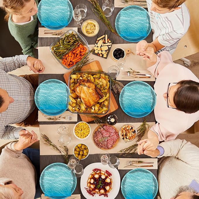 40 Pcs Ocean Sea Plates and Napkins Party Supplies, Disposable Ocean Waves Paper Plates and Napkins Tableware Set for Baby Shower Ocean Birthday Party Decorations Serves 20
