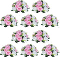 NUPTIO Flower Centerpieces for Wedding Tables: 10 Pcs Pink & White Artificial Flower Ball Arrangement for Weddings Party - Fake Floral Rose for Birthday Bridal Shower Decorations