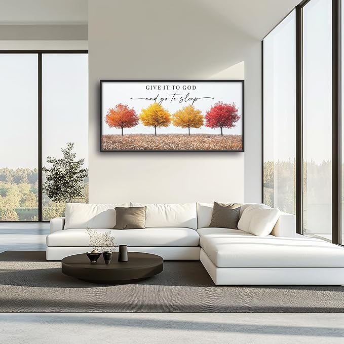 Framed Large Pictures Wall Art for Living Room, Trees Oversized Wall Decor Give It To God And Go To Sleep Canvas Print Painting Modern Extra Large Framed Artwork for Bedroom Office 60"x30"