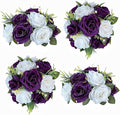 Artificial Flowers Ball 4 Pcs Purple White Wedding Table Centerpiece Decorations Arrangement