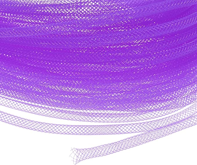 Mesh Tube Ribbon 45 Yards, 4mm Elastic Fabric Ribbons Mesh Tubing for Crafts/Gift Wrapping/Flower Bouquets/Wedding/Birthday/Holiday/Wreaths Christmas/Decoration[Violet]