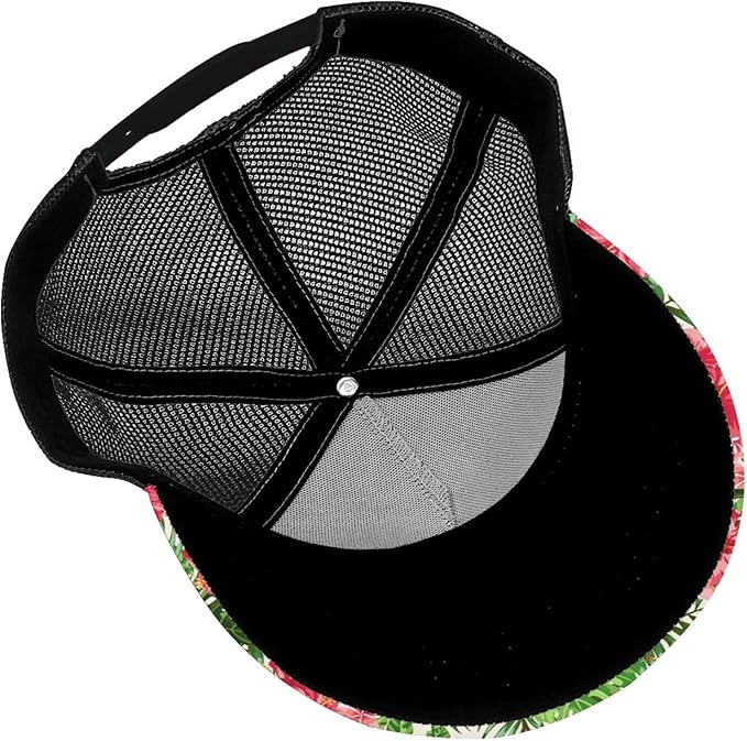 Tropical Pink Flowers Hats Women Men Hawaii Trucker Hat Adjustable Snapback Mesh Baseball Cap Hat
