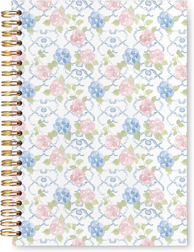 VIIJJUE Cute Floral Notebook, Flower Full Journal, Perfect for School Office Home Gifts, Cottagecore Flower Journals for Writing,Elegant Aesthetic Plants Hardcover Spiral Notebooks, 5.5x8.3 Inch