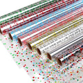 CMFYHM 8 Rolls clear Cellophane Wrap Roll (34 in x 16.4 ft x 8 Colors) Extra Wide Transparent Polka Dots Cellophane Wrapping for Gift Baskets,Flowers, DIY Craft,Baby Shower, Easter,Christmas
