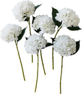White Hydrangea Artificial Flowers,6 Pcs Faux Artificial Hydrangeas Flowers with Stems,Fake Silk Hydrangeas Flowers with Stems for Home Decor (6, White)