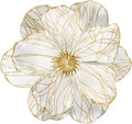 KI Store Christmas Poinsettia Artificial Velvet Magnolia Flower White and Gold Floral Picks Stems for Christmas Tree Decoration Pack of 6 for Xmas Tree Wedding Centerpiece