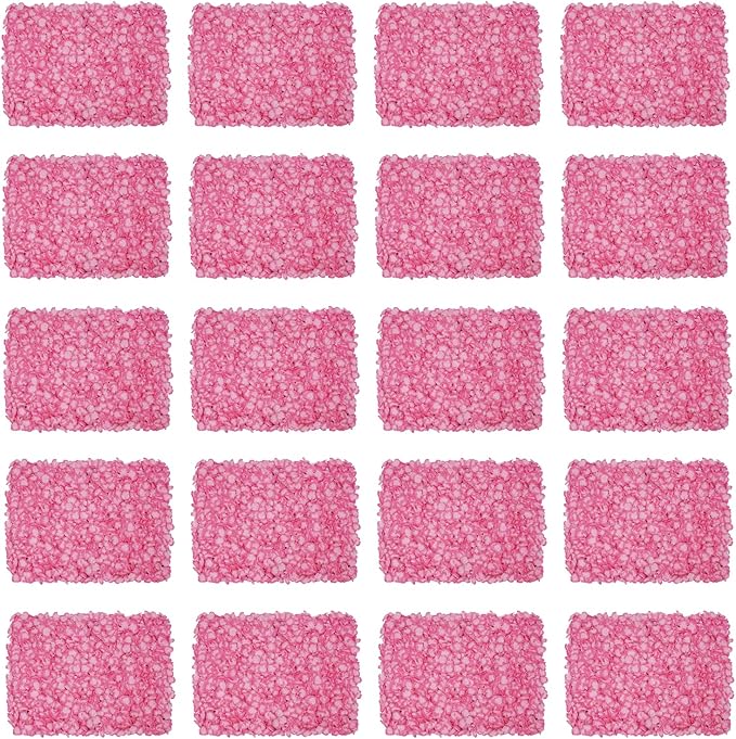 20PCS Artificial Floral Wall Backdrop, 3D Flower Wall Panel, Realistic Silk Flower Backplanes, Roll Up Fake Flower Background for Valentines Wedding Party Photo Arrangement Outdoor Decor(Deep Pink)