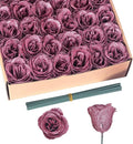 Glitter Roses Bouquet,30PCS Rose Gold Flowers Artificial Roses with Stems for Wedding Bouquet Party Christmas Home Decor(Rose Gold)
