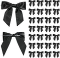 Black Satin Ribbon Twist Tie Bows 5 Inch Pre-Tied Black Gift Bows for Crafts, Treat Bags, Party Favors, Wedding, Baby Shower, Candy Apple, Christmas (36 Pack)