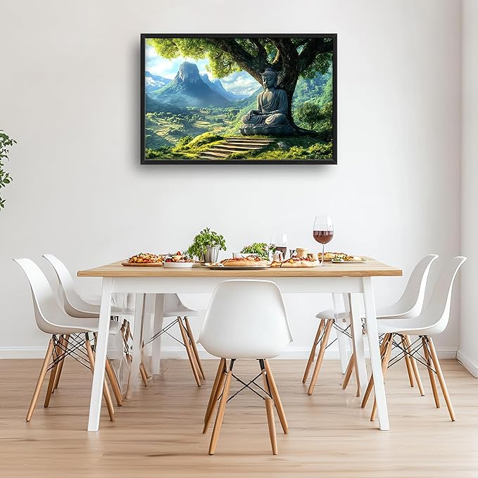 Buddha Large Wall Art Framed Wall Decor for Living Room Mountains Pictures Oversized Canvas Print Painting Modern Extra Large Artwork for Bedroom Office 36"x24"