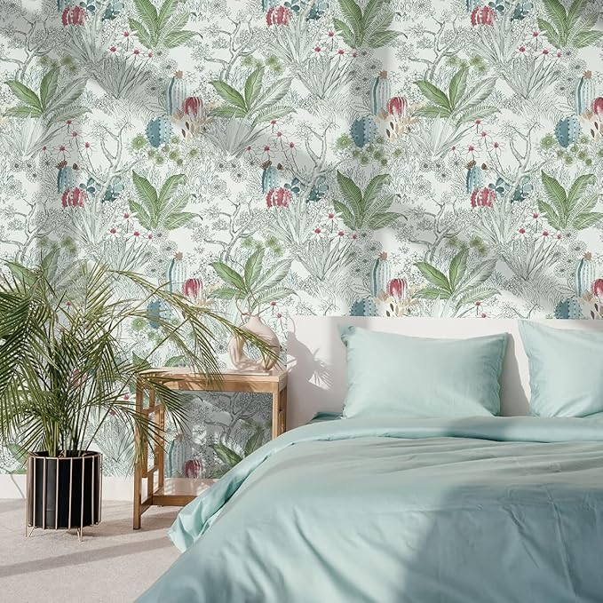 Erfoni Floral Peel and Stick Wallpaper - 17.7" x 118.1" Vintage Flower Wallpaper with Leaf Pattern - Self-Adhesive, Removable Vinyl for Bathroom Cabinets
