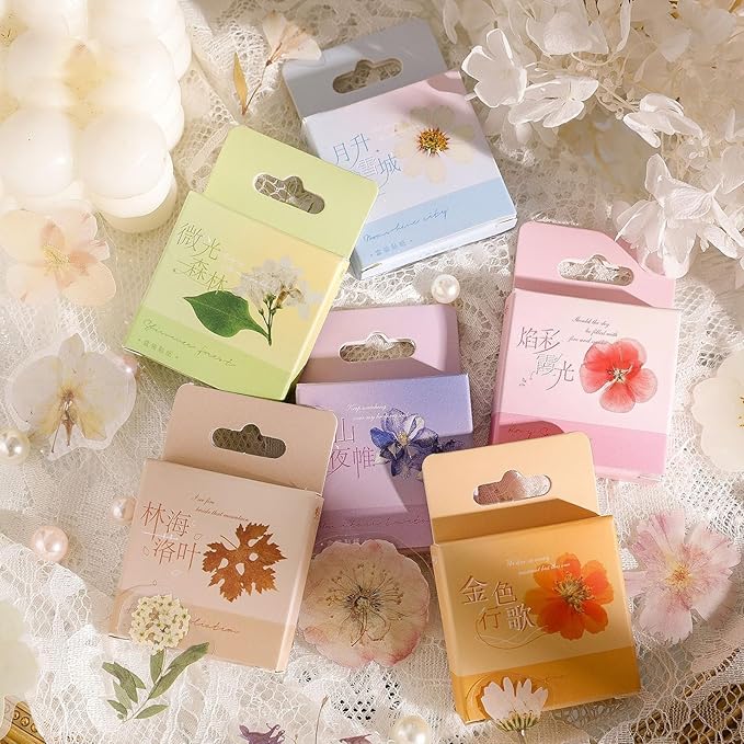 Maxleaf Pressed Flower Stickers Set, 270PCS Dried Flowers Waterproof Stickers Decals Floral Botanical Journaling Stickers for Scrapbook Supplies Junk Journal Bullet Journals Planner Laptops Art Crafts