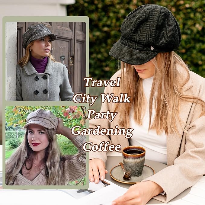 Comhats Wool Fashion Newsboy Hats for Women Winter Warm Pageboy Cabbie Cap Beret