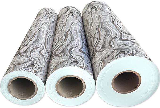Jillson Roberts Bulk Gift Wrap, Everyday Gift Wrapping Supplies, Marbelized Silver, Full Ream 833 feet x 30 inches