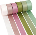6 Rolls Sage Green and Dusty Rose Ribbon 1 Inch Green Pink Satin Ribbon Blush and Sage Ribbon for Wedding Baby Shower Backdrop Garland Gift Wrapping - 60Yards