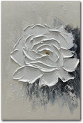 moshinart 24 x 36in Hand-Painted Oil Painting 3D Texture Black White Grey Modern Minimalist Black Abstract Wall Art, Home Office Wall Decoration Camellia