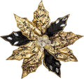 Hollyone 3PCS Poinsettia Christmas Flowers Artificial 11" Large Black and Gold Glitter Poinsettia Flower Christmas Tree Ornaments Floral Picks for Tree Wreath Garland Vase Table Centerpiece Home Decor