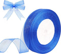 3/4 Inch x 50 Yards Sheer Organza Ribbon Chiffon Ribbon for Gift Wedding Flower Bouquet Wrapping Decorations Crafts (Royal Blue)