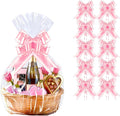 PigPotParty 16"x24" Clear Cellophane Gift Bags - Includes Pink Bows – 10 Pack Cellophane Wrap for Gift Baskets, Plastic Gifts Bags for Girl's Birthday, Baby Shower, Wedding, and Bridal Shower