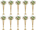LoveCat 10pcs of Versatile Metal Tabletop Flower Stands, Gold Wedding Table Centerpiece Stands, 21.9" Tall Trumpet Vases for Wedding Birthday Holiday Party Important Event Home Décor