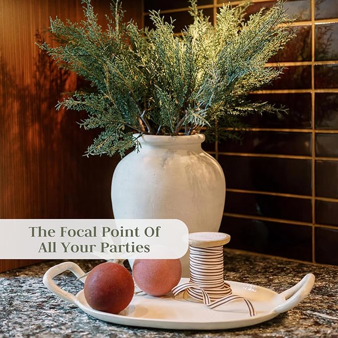 CG Hunter Terracotta Cream Vase with Handles, 10.6-in Vintage Decor Vase & Table Decor in Entryway, Livingroom or Dining Room, Display Fresh or Dried Flowers, or as a Standalone Decorative Accent