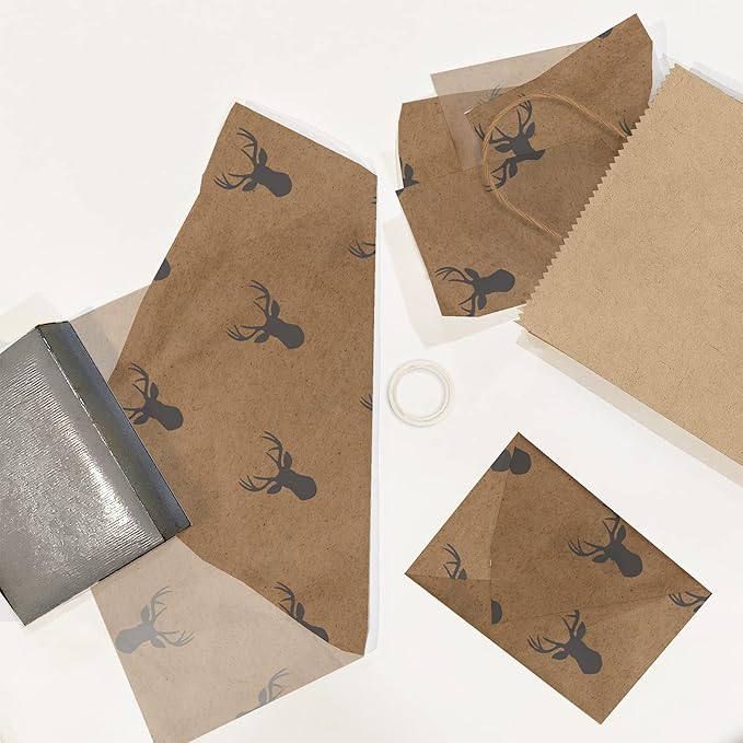 Deer Heads Printed Tissue Paper for Gift Bags or Boxes and Wrapping - Bulk Decorative Art Tissue Paper for Packaging and Gifting | 24 Sheets 20" x 30"