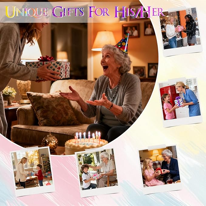 DIY FlowerHandprint Craft Kit for Grandma, Unique Gifts for Grandma, Birthday Gift for Mom Grandma Nana Mimi, Christmas and New Year Gifts(12" x 16", 2 Art Papers, Wood Frame)